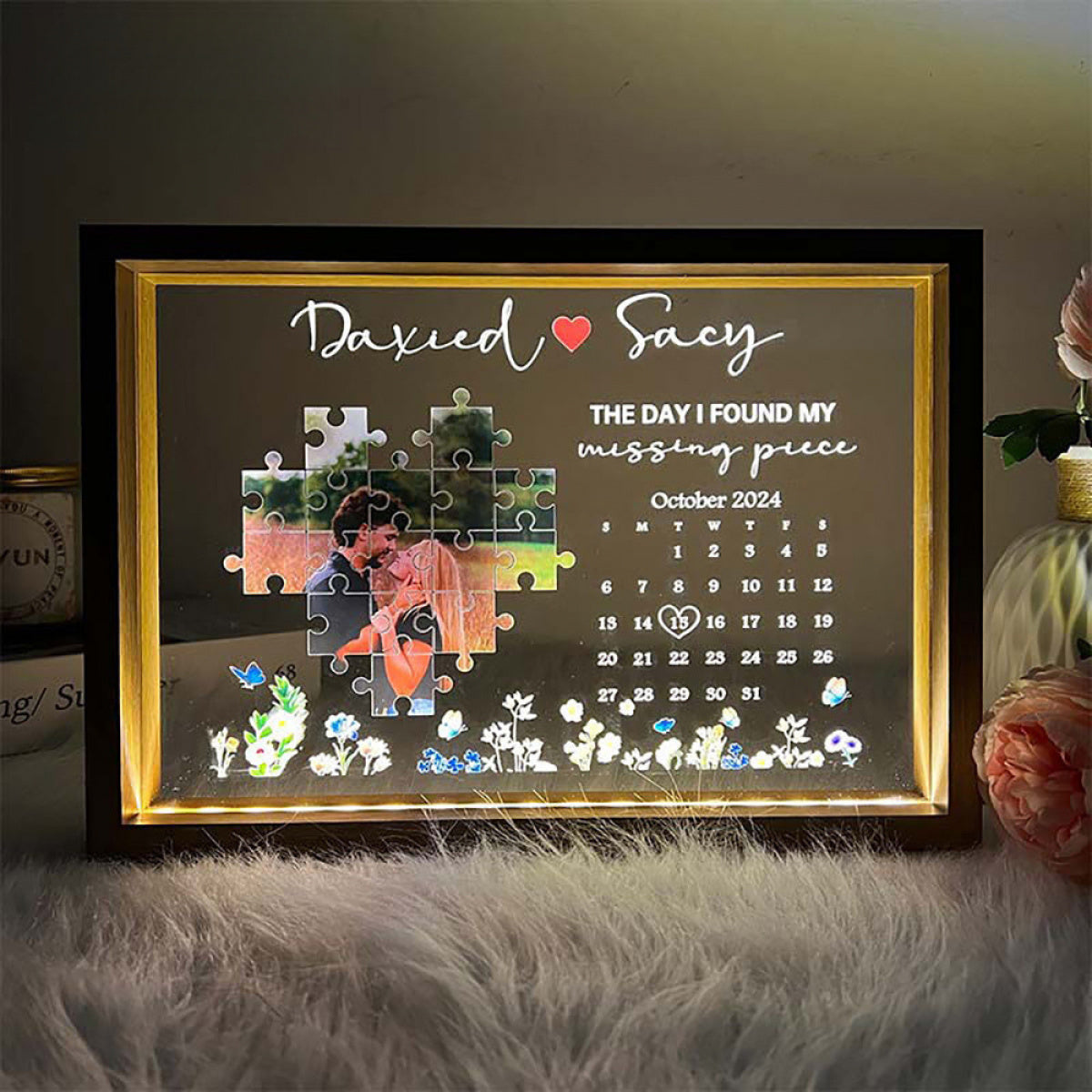 Couple Puzzle Light Frame