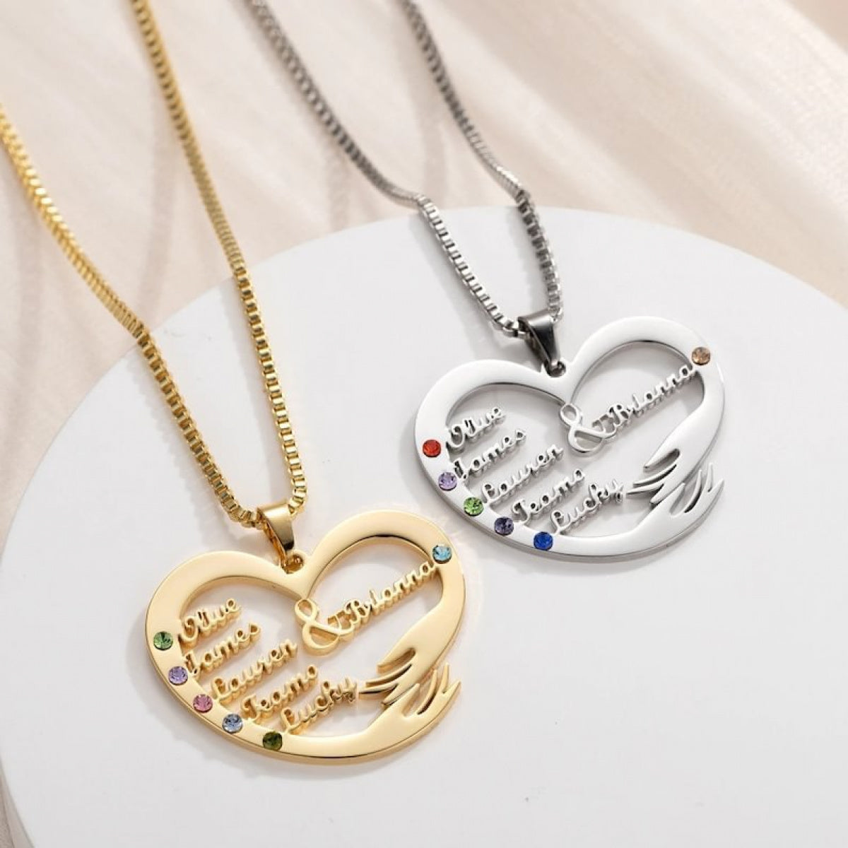 Birthstone Engraved Heart Necklace