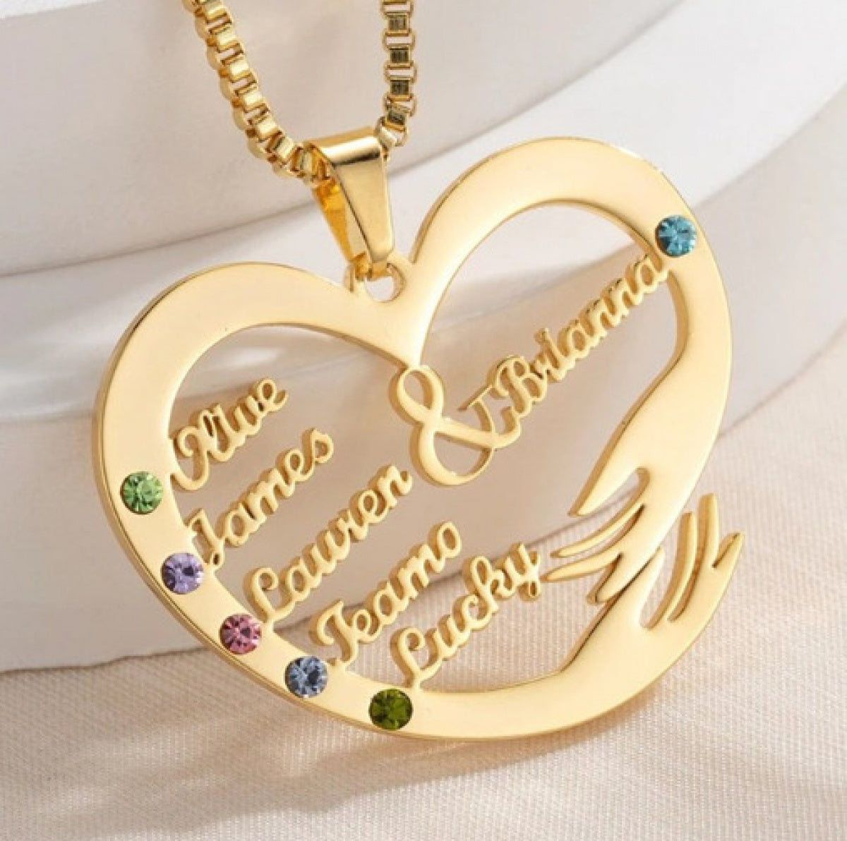 Birthstone Engraved Heart Necklace